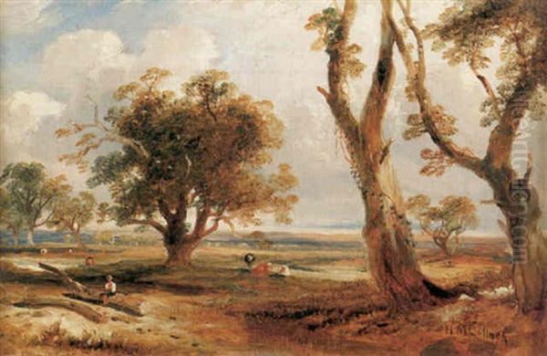 Landskap Med Boskap Oil Painting by Horatio McCulloch