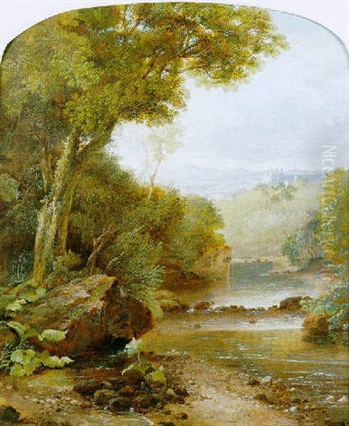 A Lowland River Landscape Oil Painting by Horatio McCulloch