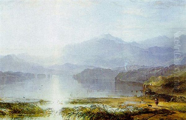 Morning On A Highland Loch Oil Painting by Horatio McCulloch