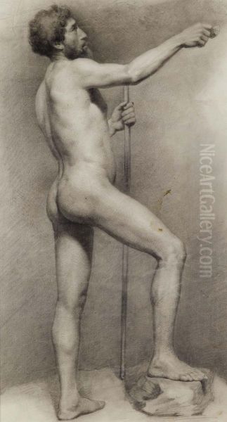 Studio Di Nudo Maschile (il Pellegrino) Oil Painting by Sante Bertelli