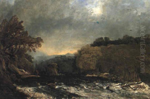 A Brawling Stream Oil Painting by Horatio McCulloch