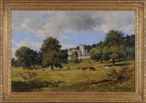 View Of A Scottish Manor House Oil Painting by John Blake McDonald