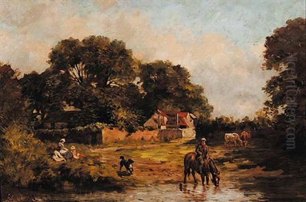 Untitled - Sunday Picnic Oil Painting by John Blake McDonald