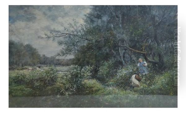 Figures In A Landscape Oil Painting by James McDougal