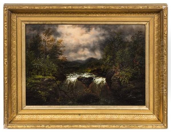 Landscape With Waterfall, 1884 Oil Painting by Jervis McEntee