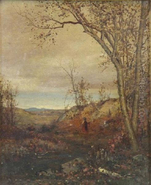 Wooded Landscape Oil Painting by Jervis McEntee