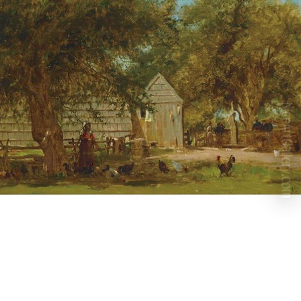 The Farm Yard, Upstate New York Oil Painting by Jervis McEntee