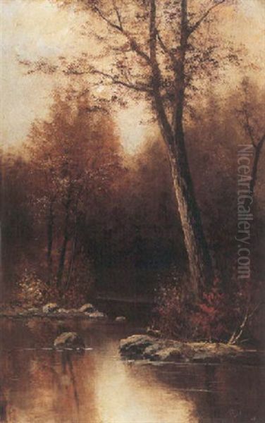 A Fall Landscape With A Stream Oil Painting by Jervis McEntee