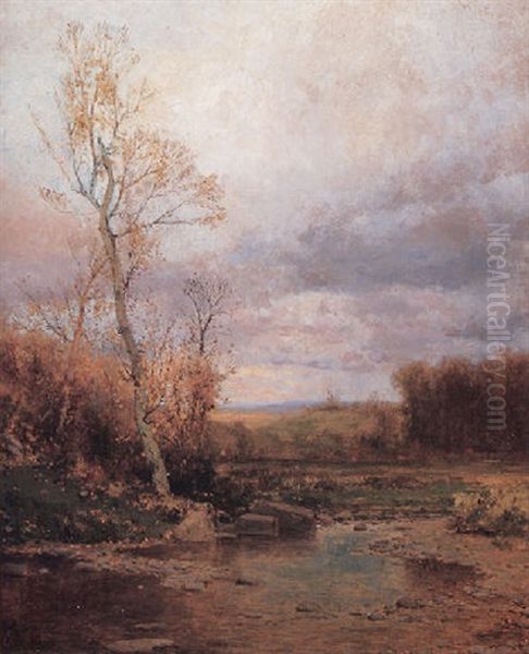 River Landscape Oil Painting by Jervis McEntee