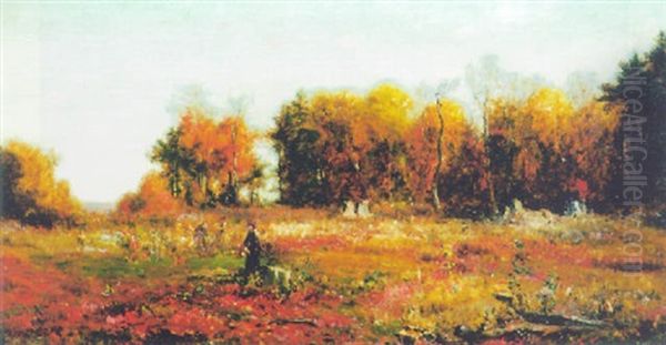 Fall Harvesting Oil Painting by Jervis McEntee