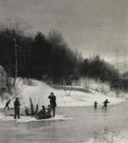 The Ice Skating Party Oil Painting by Jervis McEntee