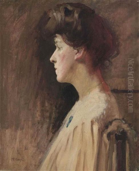 A Lady In Profile Oil Painting by Arthur Ambrose McEvoy