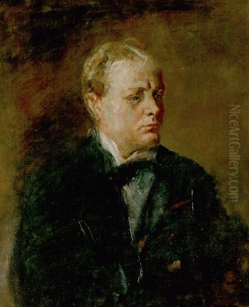 Portrait Of Winston Spencer Churchill by Arthur Ambrose McEvoy