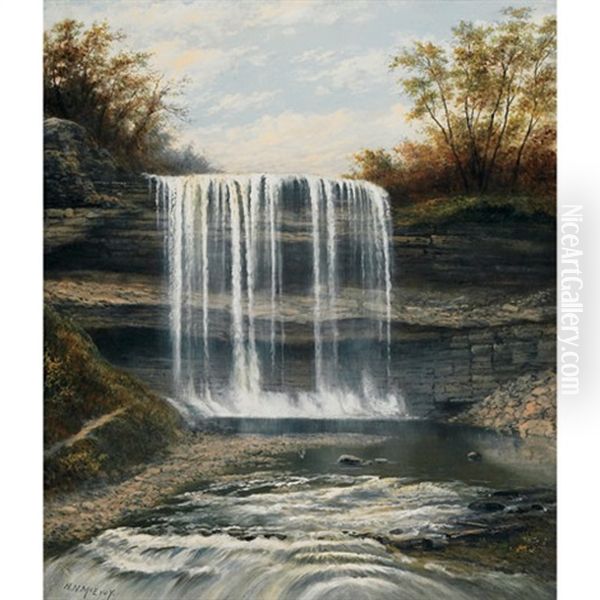 The Waterfall In Erindale, Ont Oil Painting by Henry Nesbitt Mcevoy