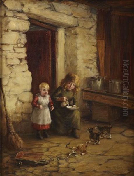 The Kitten's Share Oil Painting by Tom Mcewan