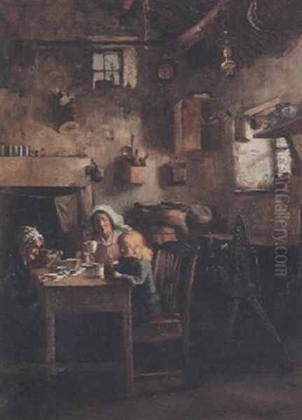 A Crofter's Kitchen, Arran Oil Painting by Tom Mcewan