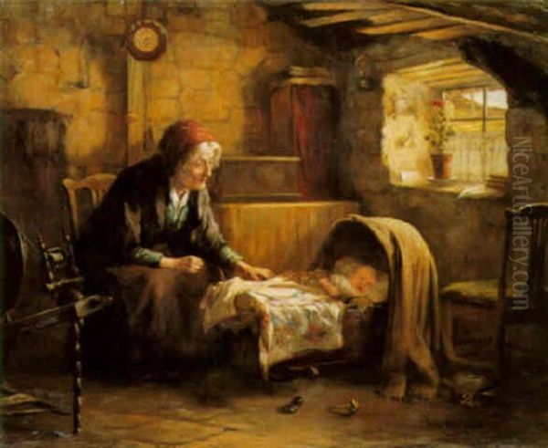 Grannie's Care Oil Painting by Tom Mcewan