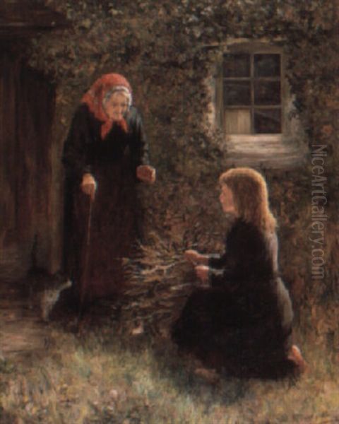 Grannie's Helpmate Oil Painting by Tom Mcewan