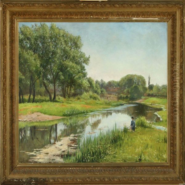 Aaen Ved Lillenaestved, Foraaret Oil Painting by Rudolf Bertelsen