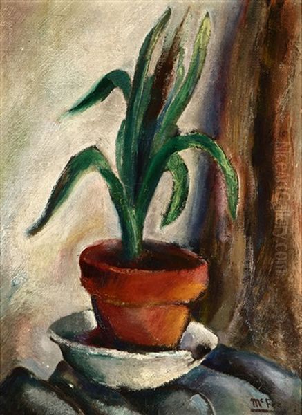 Still Life With Potted Plant Oil Painting by Henry Lee Mcfee