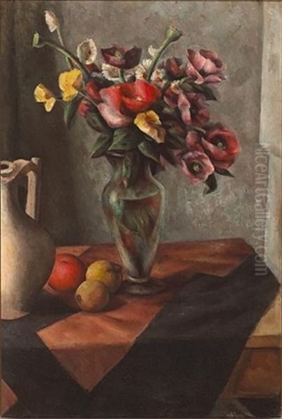 Still Life With Floral Bouquet And Lemons Oil Painting by Henry Lee Mcfee