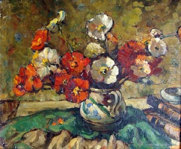 Zinnias Oil Painting by Norman McGeorge