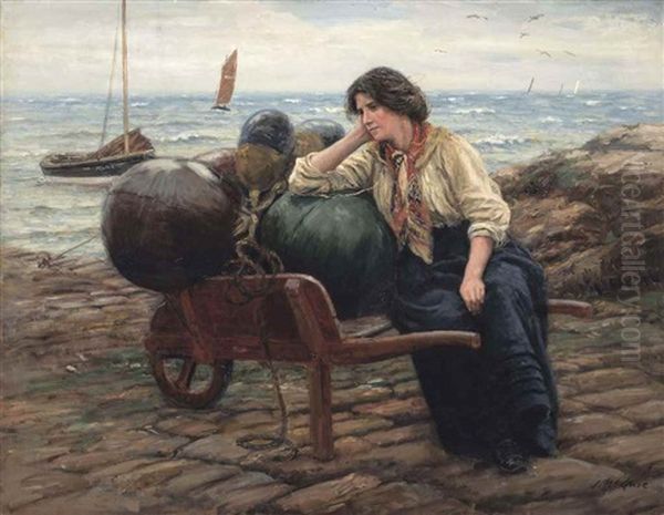 Waiting For The Boats To Come In Oil Painting by John Mcghie