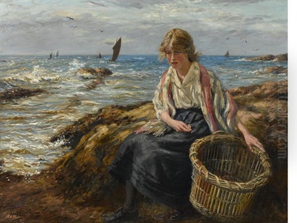 Waiting For The Fishermen's Return Oil Painting by John Mcghie