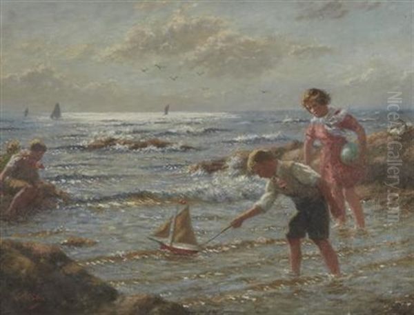 Sailing The Toy Boat Oil Painting by John Mcghie