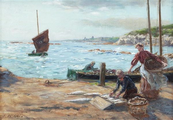 Sorting The Catch, Pittenweem Oil Painting by John Mcghie