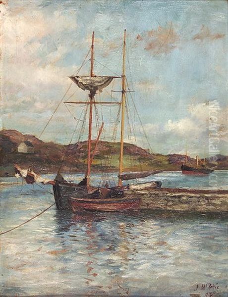 In Harbour (+ The Harbour Wall; Pair) Oil Painting by John Mcghie