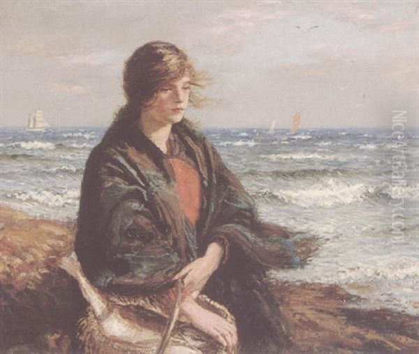 An East Coast Fishergirl Oil Painting by John Mcghie