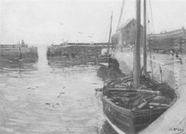 East Neuk Harbour Oil Painting by John Mcghie