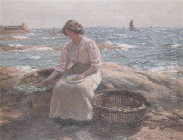 Baiting The Line Oil Painting by John Mcghie