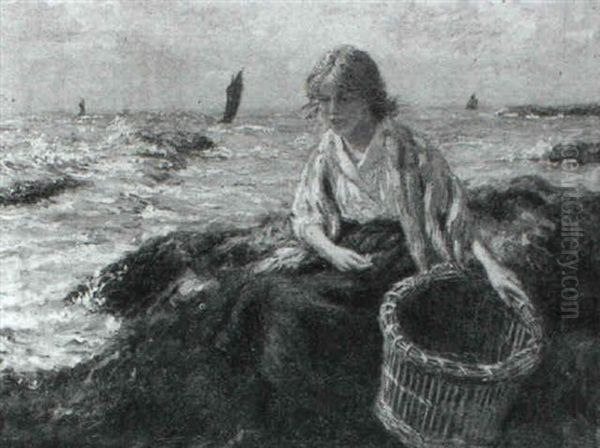 A Fisher Girl Oil Painting by John Mcghie