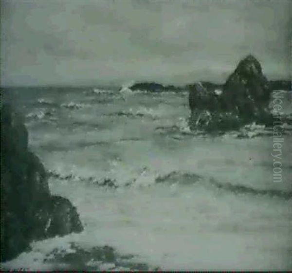 Sea Breaker On Shore Oil Painting by John Mcghie