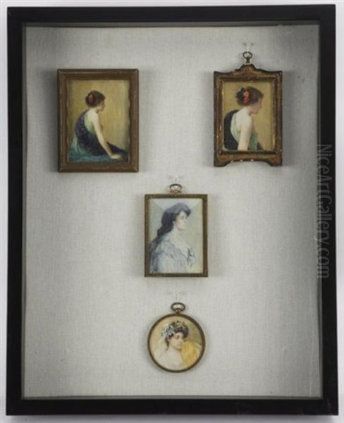 Untitled (+ 3 Others,irgr; 4 Works In 1 Frame) Oil Painting by Eloise Polk Mcgill