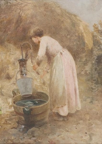 Pumping Water Oil Painting by Robert McGregor