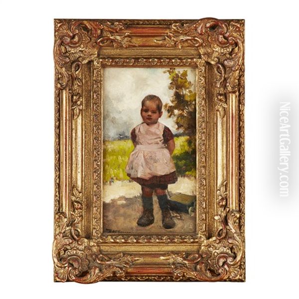 Small Child In The Garden Oil Painting by Robert McGregor