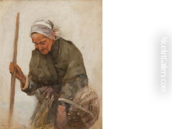 Old Woman With Basket Oil Painting by Robert McGregor