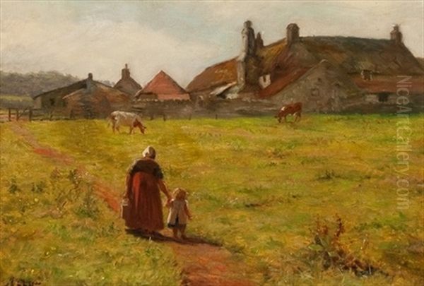 Country Farm Scene Oil Painting by Robert McGregor