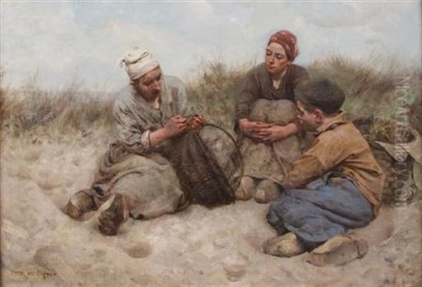 Mending The Nets Oil Painting by Robert McGregor