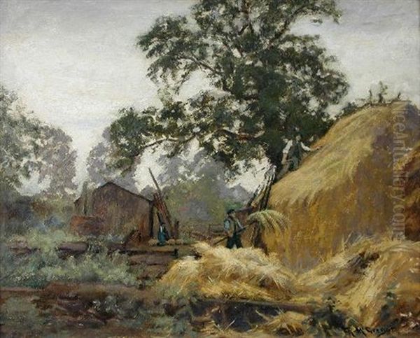 Buiilding The Hay Rick Oil Painting by Robert McGregor