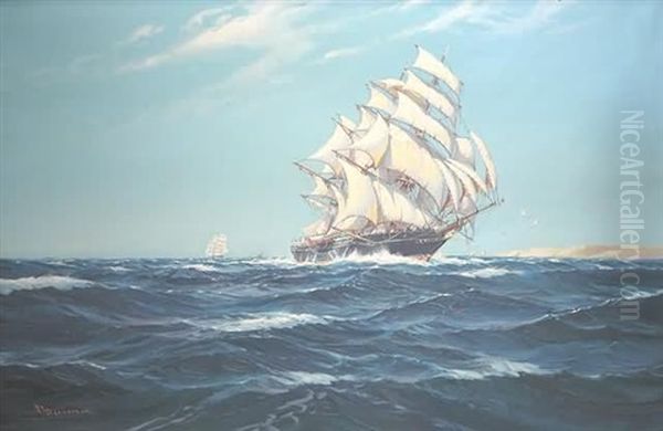 Running Down Channel, American Clipper "sovereign Of The Seas" Oil Painting by Robert McGregor