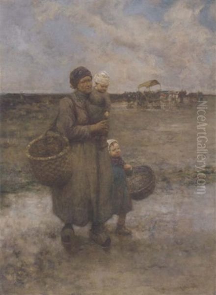 A Fishwife And Her Children Oil Painting by Robert McGregor