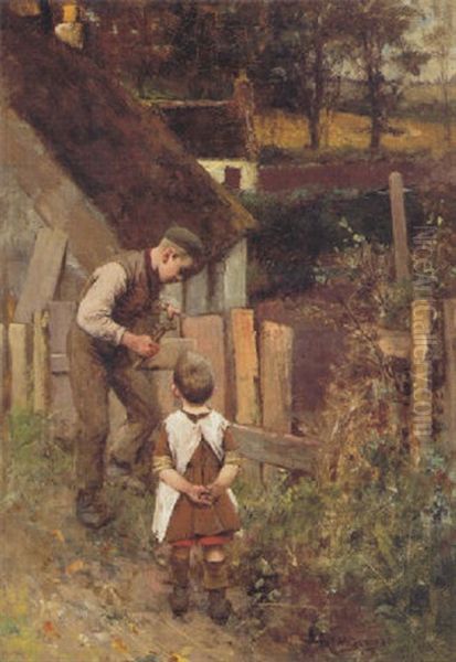 Mending The Fence Oil Painting by Robert McGregor