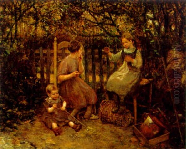 Kinder Im Garten Oil Painting by Robert McGregor