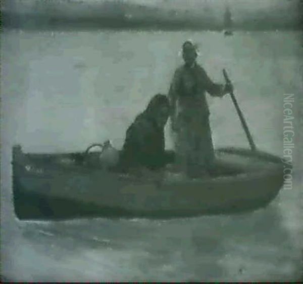 Brittany Fisher Girl Guiding The Boat Oil Painting by Robert McGregor