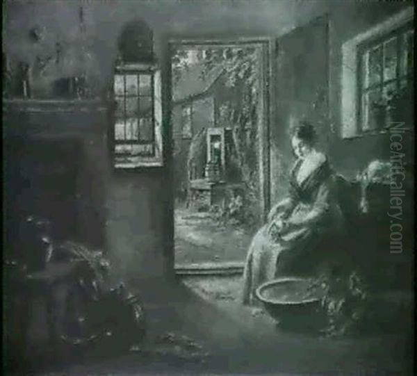 Interior Of An English Cottage Oil Painting by Robert McInnes