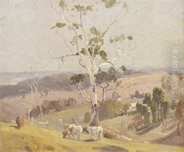 Cattle Grazing In A Hilly Landscape Oil Painting by William Beckwith Mcinnes